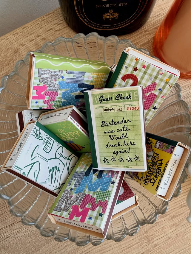 A colorful collection of handmade custom matchbooks by BCC